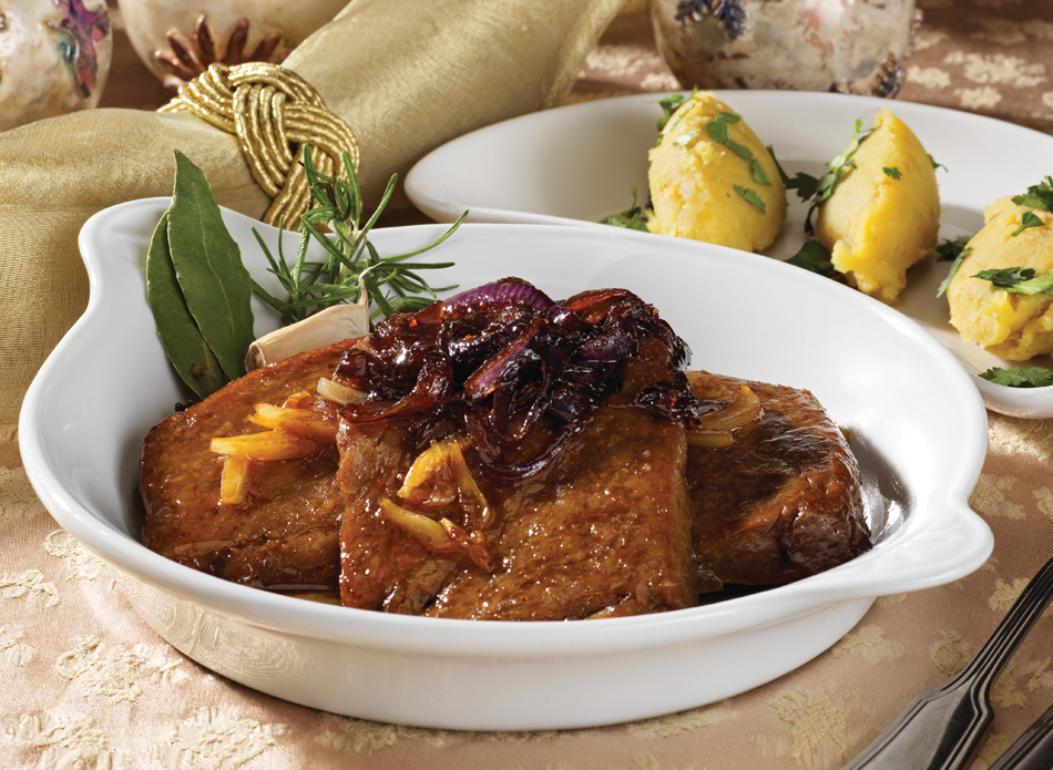 Seitan com cebola caramelizada